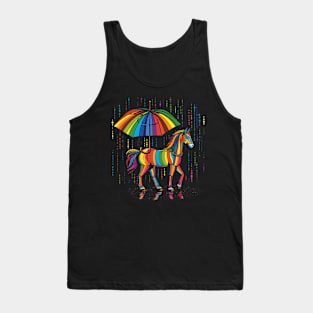 Horse Rainy Day With Umbrella Tank Top